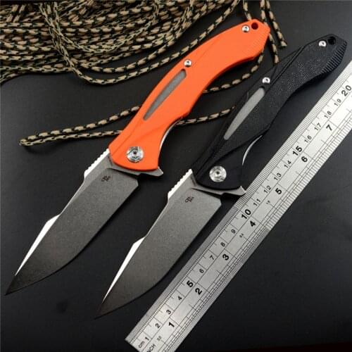CH3519 D2 Stonewashed Blade G10 Handle Ball Bearing Flipper Camping Outdoor Pocket Folding Knives with Pocket Clip