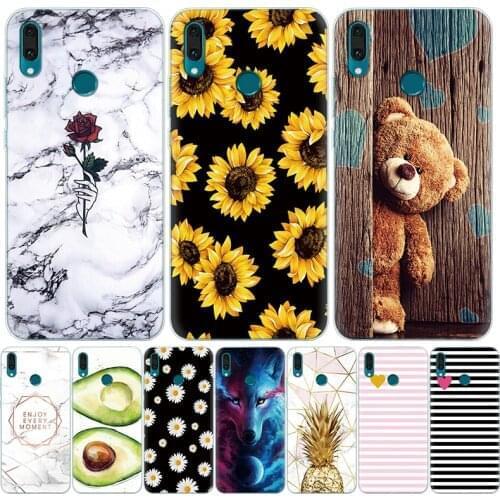 Case For Huawei P Smart Z 2019 Cases Clear Silicone Phone Cover For Huawei P Smart Z 6.59 inch Marble Flowers Print Shell bumper