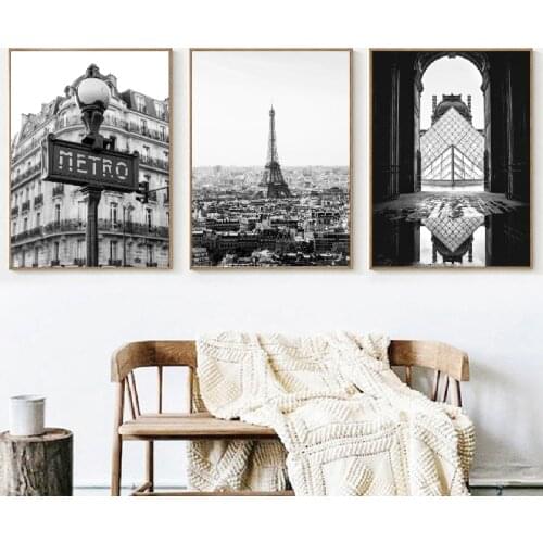 Paris Photography Prints Black and White Posters Eiffel Tower Home Wall Art Pictures Canvas Painting Paris Gallery Wall Decor