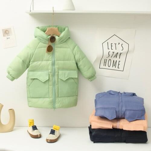 2021 Childrens Down Coats Winter Teenage Baby Boys Girls Cotton-padded Parka Thicken Warm Long Jackets Toddler Kids Outerwear