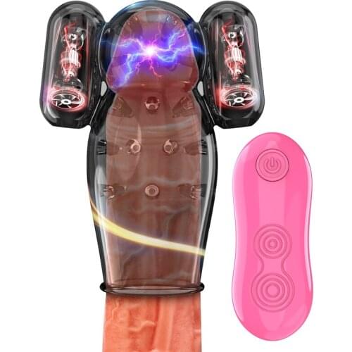 Double Bullet Glans Vibrator For Men Penis Exerciser 12 Speeds Remote Conntrol Penis Glans Trainer For Delay Ejaculation Sex Toy