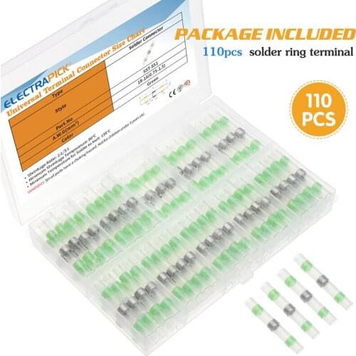 ELECTRAPICK 110PCS Waterproof Sleeve Solder Seal AWG18-16 Wire Connectors Heat Shrink Kit Cable Terminal Tool Assortment Set