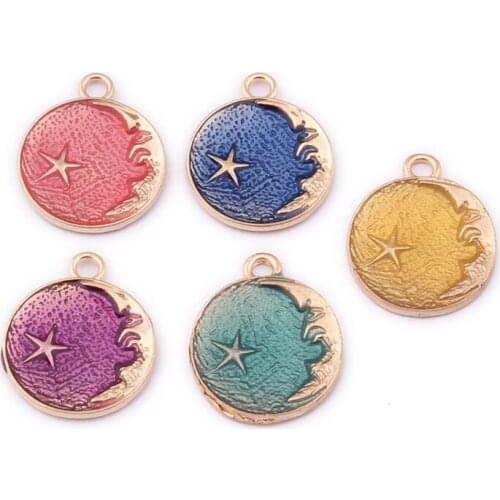10pcs/lot Classic Vintage Moon Star Planet Enamel Charms Pendant For Jewlery Making DIY Bracelet Earrings Necklace Craft
