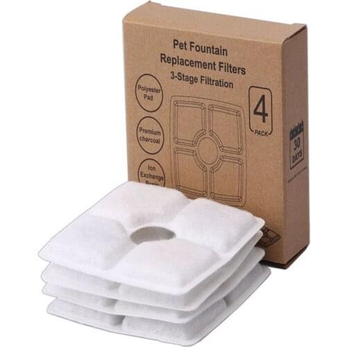 4pcs Automatic Pet Drinking Fountain Filter Cat Dog Water Drink Dispenser Square Shape Round Shape drinking machine filter Core