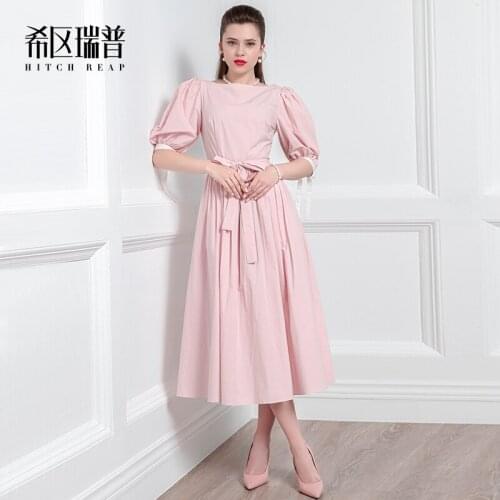 High End Temperament Sweet Dress 2021 New Summer French Retro Bubble Sleeve Lady Umbrella Skirt