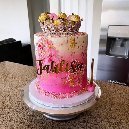 Custom Cake Name Plate Birthday Cake Decoration | Personalized Party Cake Decoration/Golden acrylic cake topper/Photo Props