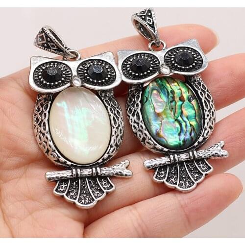 Fine Natural Shell Pendants Charm Antique-Silver Owl for Jewelry Making DIY Vintage Women Necklace Earrings Crafts