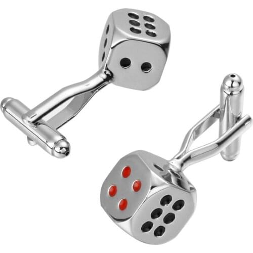 KC-5 Men Gift Dice Cuff Links Wholesale&retail Silver Color Copper Material Novelty Casino Dice Design