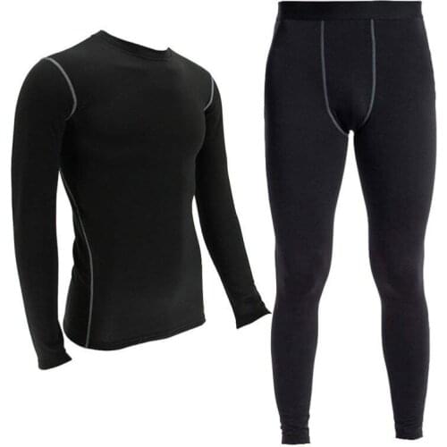 LANBAOSI 2Pcs Mens Compression Running Set Mens 2pc Thermal Underwear Set Wicking Fleece Lined Long Johns