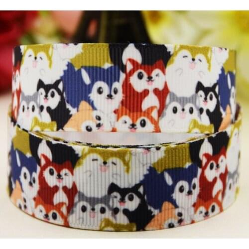 22mm 25mm 38mm 75mm Dog Cartoon printed Grosgrain Ribbon party decoration 10 Yards X-03806