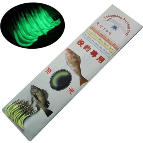 60pcs/set Luminous Fishing Hooks Japan with Line Barbed 14-28# Carp Fish Hook Offset Tier Fishhook Pesca Tackle Accessories B4