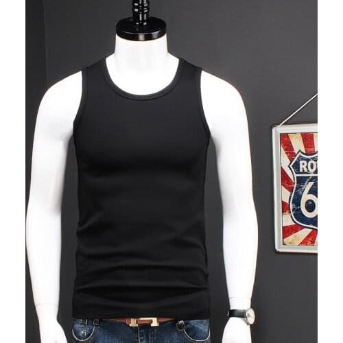 O-Neck Stretch Cotton Modal Tank Top Men Summer Sleeveless Shirts Bodybuilding Muscle Singlet Mens Vest Black Workout Undershirt