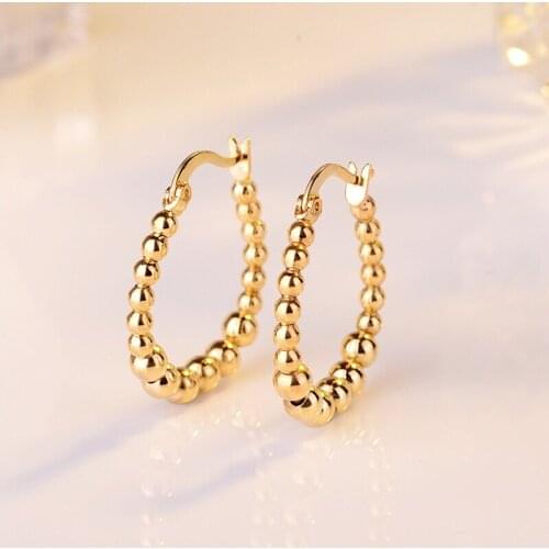 Fashion Hoop Earrings Simple Round Bead Geometric S92 5 Jewelry Charm Womens Wedding Party Best Clip Earrings New Year Gifts