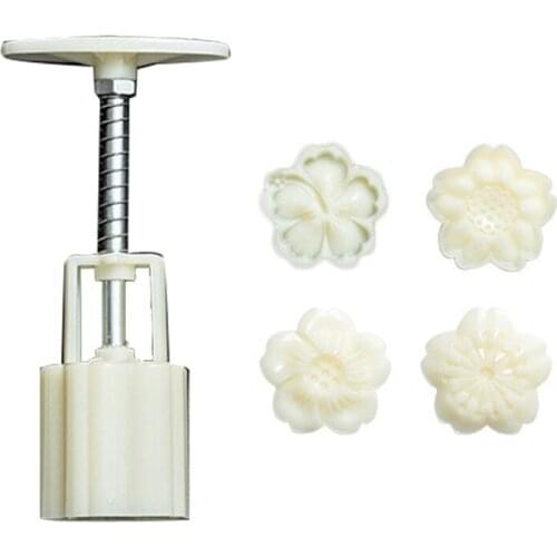 Mooncake Mold 4pcs 3D Cherry Stamps Barrel Hand Press Moon Cake Pastry Mould DIY Bakware