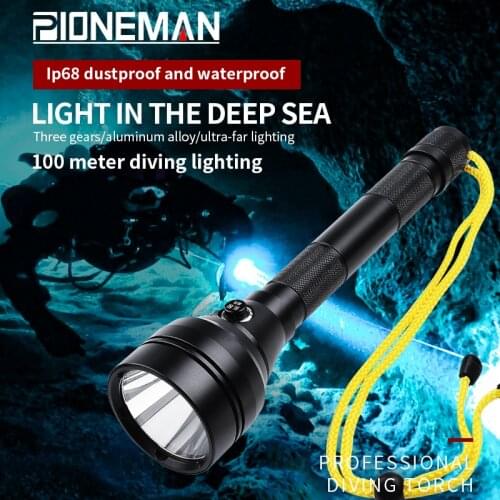 Strong light professional diving flashlight diving lamp IP68 waterproof underwater super bright high power outdoor home travel