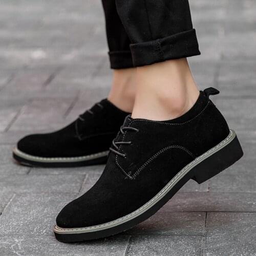 Mens Casual shoes Cow Suede Leather Business Men Dress Shoes Autumn Classic Lace-up man Designer Sneakers