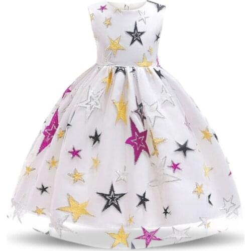 New Childrens Flower Dress 2021 Lace Color Kids Children Dresses For Girls Princess Party Dress Summer Baby Gown Clothing