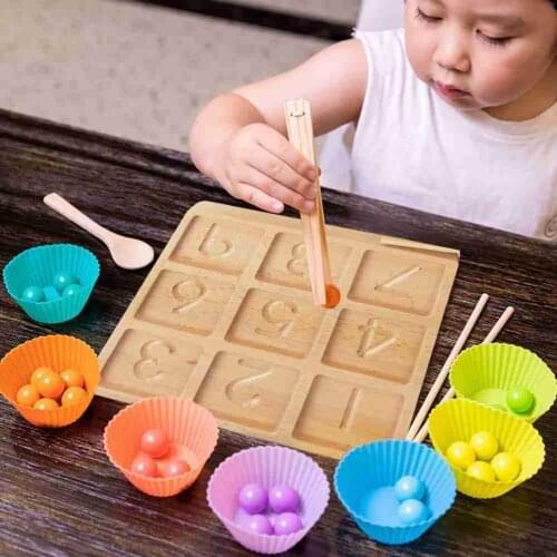 Montessori Early Educational Toys Tracing Board Wood Math Training Game Children Toys Digit Numbers Tracing Board Beads For Kids