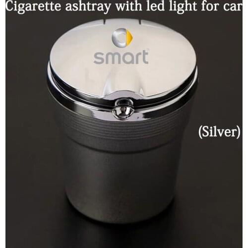 For Smart 451 brabus Smart 453 for two for four accessories car ashtray with blue LED Night Light, a variety of metal style logo