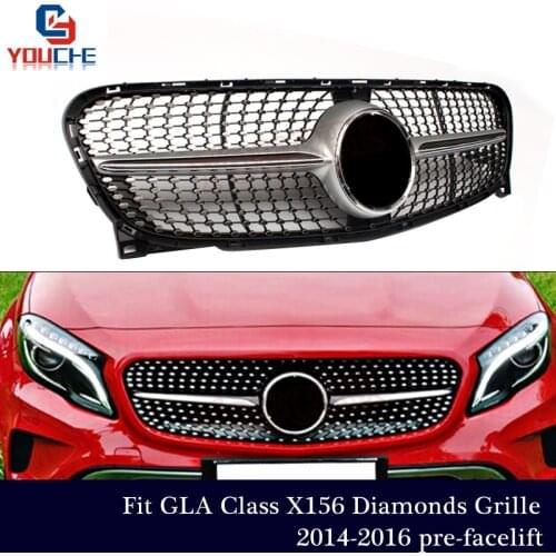 X156 Diamonds Front Grille For Mercedes GLA X156 2014 2015 2016 Pre-facelift Car Styling Bumper Grill Mesh