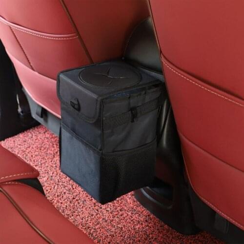 Hanging Oxford Cloth Car Trash Bag Storage Bucket Waterproof Litter Garbage Bag Organizer Capacity Black Dustbin Storage Can 6L