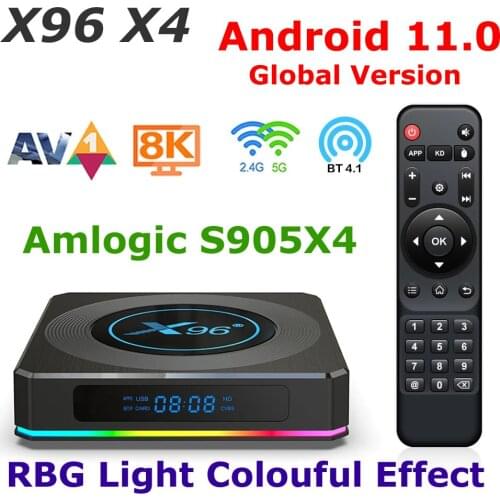 Android 11 TV BOX X96 X4 Amlogic S905X4 4G RAM 64G ROM 4K Youtube RGB Light 5G DUAL WIFI USB3.0 AV1 8K Media Player Set top box