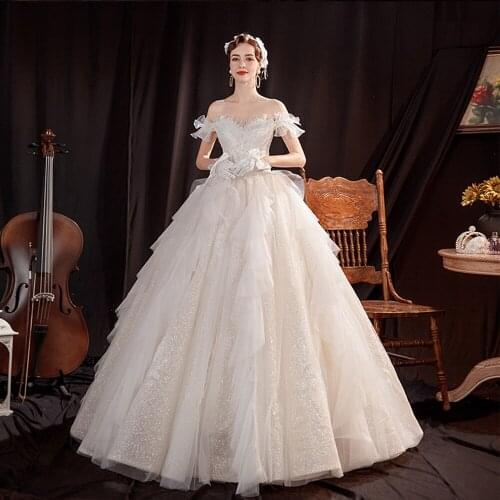 Vestido De Novia Shining Ball Gown Wedding Dress None Train Sukienka Sweetheart Neck Trouwjurk Backless Elegant Hochzeitskleid