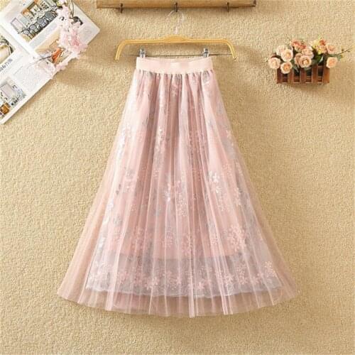 Womens Mesh Pleated Skirt High Waist Korean Style Fashion Sweet Party Pencil Skirts