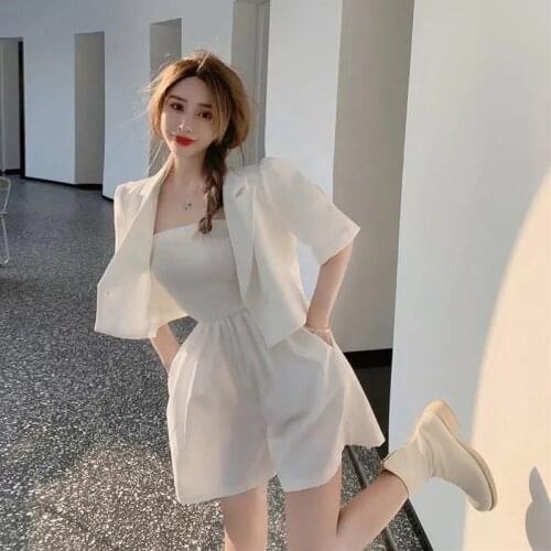 Suit jacket women summer thin section 2021 new casual small short white short-sleeved suit jacket