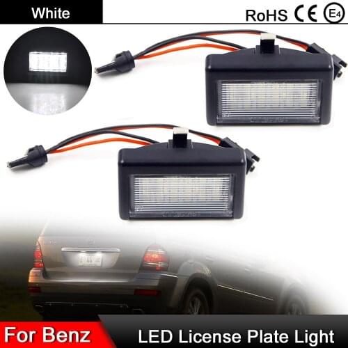 1 Pair For Mercedes Benz ML W164 X164 2004-2012 For Smart Roadster 452 2003-2006 White LED License Plate Light Number Plate Lamp