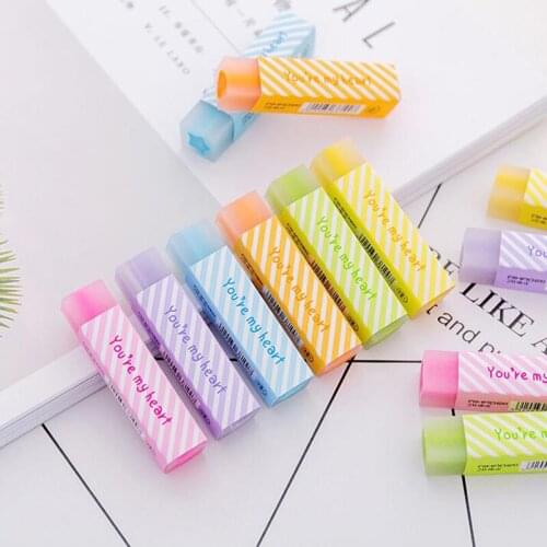 1 pcs Of Colorful Jelly Color Love Five-Pointed Star Creative Long Pencil Eraser Writing Painting Sketching Student Stationery