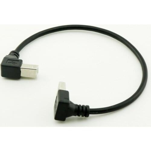 1pcs Down Angle USB 2.0 A Male to B Male Down Angle 90° Printer Scanner Adapter Cable 25cm