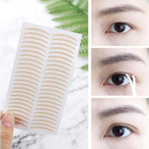 1200Set/Lot Mesh Lace Double Eyelid Paste Beauty Eye Paste No Trace Natural Flesh Color Invisible Strong Adhesive Lasting HA2328