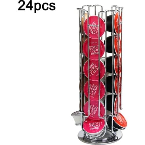 18/24/30/32 Cups Stainless Steel Capsule Display Rack Rotatable Coffee Pod Stand Holder Storage Shelves For Dolce Gusto Capsule