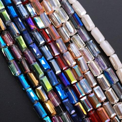 20pcs 4x8mm Austrian Rectangle crystal beads Mixed Color Glass Space Loose Bead for DIY Jewelry Bracelet Making wholesale