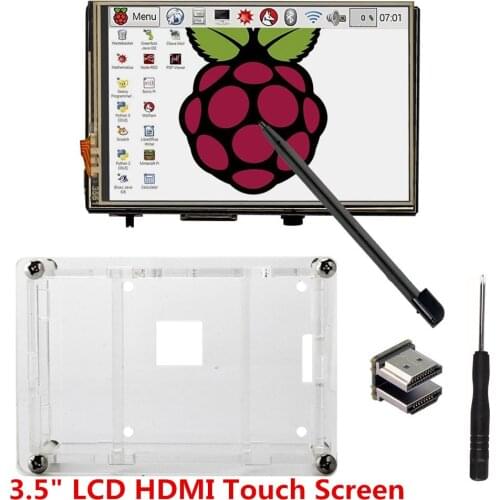 3.5 LCD HDMI USB Touch Screen 320x480 to 1920x1080 LCD Display Audio with clear case for Raspberry Pi 3 Pi 2(Play Game Video)