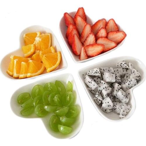 4Pcs Heart Mini size pigments ceramics soy dish sauce vinegar jam dishes handle small plate tableware kitchen accessories