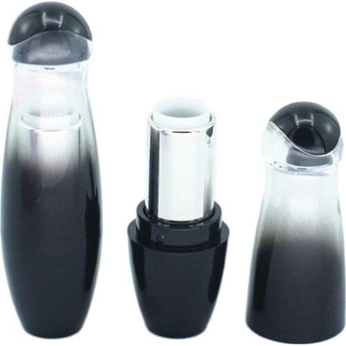 12.1mm Round Gradual Change Lipstick Tube Cosmetic Packing Container Plastic Lip Balm Tube Black Empty Lip Balm Container 50pcs