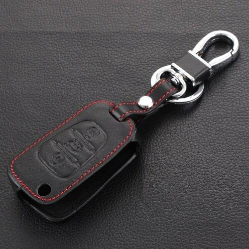 VCiiC Leather Men Car Key Bag Case Cover Key Holder Chain For Hyundai i20 i30 i35 iX20 iX35 Solaris Verna Folding Key Case