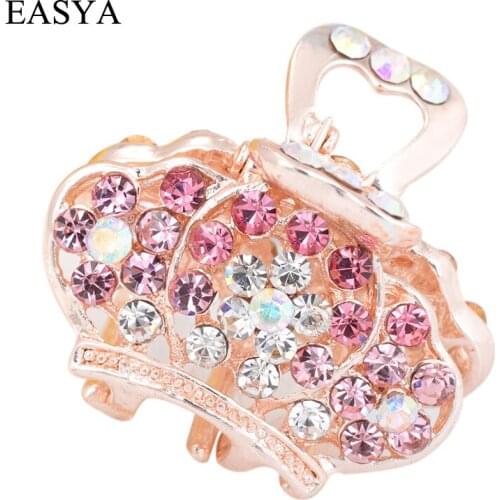 EASYA Deliacate Crystal Crown Hair Jaw Claw Clip New Fashion Simple Hairwear Couronne Hair Claw Hair Accessories
