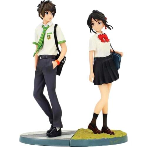 22cm 2pcs/set Anime Your Name Tachibana Taki Miyamizu Mitsuha PVC Action Figure Collectible Model Toy Gifts