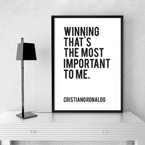 Cristiano Ronaldo Sport Soccer Quote Print Winning Thats the most important Scandinavian Poster Canvas Painting Wall Art Decor