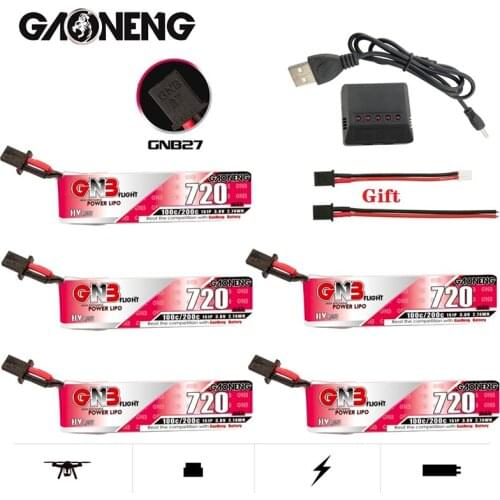 GAONENG GNB 1S HV Lipo Battery 3.8V 720mah Max 200C GNB27 Plug for Quadcopter FPV Drone Tinywhoop Frame RC Drone With Charger
