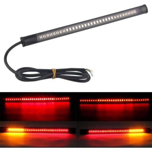 1Pcs Motorcycle Flexible 48 LED Brake Turn Signal Light Strip License Plate Tail Lights Off-road Waterproof Motor Brake Lighting
