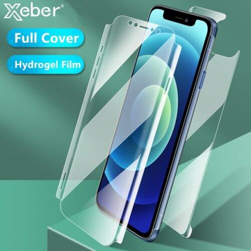 Full Cover Hydrogel Film For iPhone 11 12 Pro XS Max X XR 7 8Plus SE 2020 Clear Soft Screen Protector Front Back Protective Case