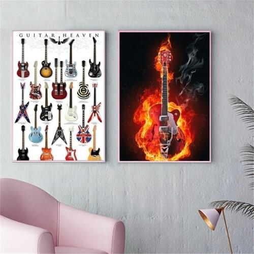 Guitars Instrument Music Modern Canvas Paintings Modular Nordic Posters Prints Wall Art Pictures Living Room Home Decor Quote