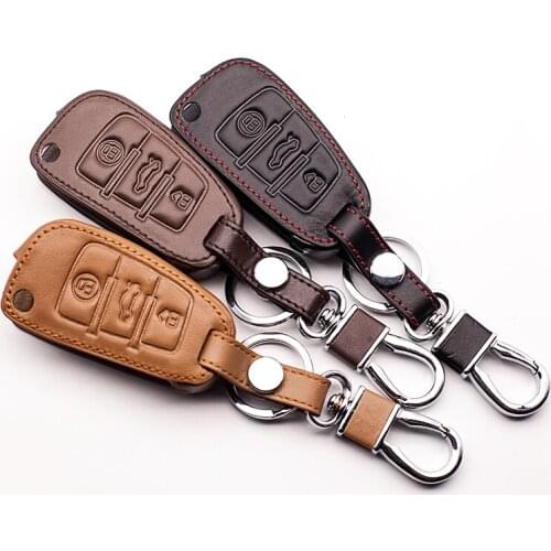 Leather Car Key Cover Case for Audi Sline A3 A5 Q3 Q5 A6 C5 C6 A4 B6 B7 B8 TT 80 S6 Auto Key Cover Holder car keys accessories