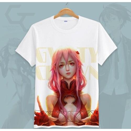 Summer T-shirt Guilty Crown Inori Yuzuriha Cosplay T Shirt Mens Cotton Short Sleeve T Shirt Tees