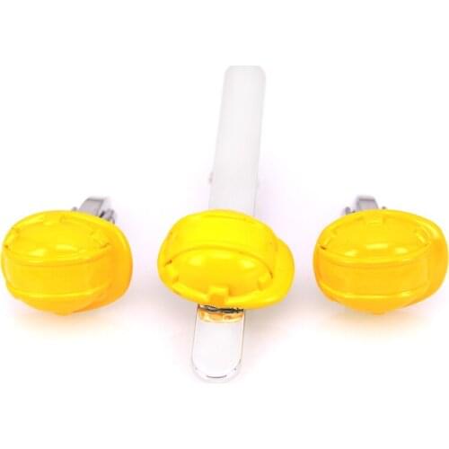 Fashionable new style mens tie clip sleeve button set high quality enamel spray painting process safety helmet tie clip sleeve