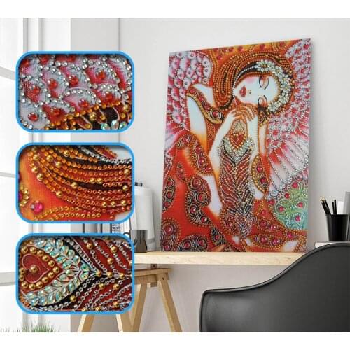 DIY 5D Special Shaped Diamond Painting Sleep Angel Girl Wing Part Drill Diamond Embroidery Rhinestone Cross Stitch Crystal Craft